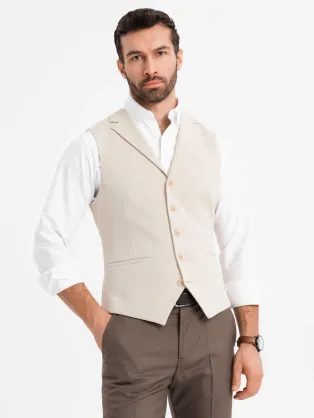 Elegantná béžová pánska vesta V2 BLZV-0145