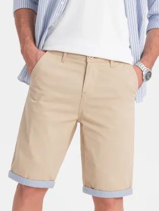 Pieskové chinos kraťasy s lemom V10 W421