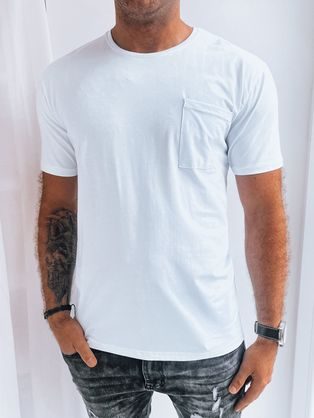 Pohodlné biele tričko s náprsným vreckom