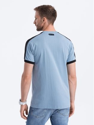 Originálne dvojfarebné tričko tmavo modro - biele V7 S1619