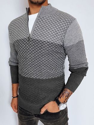 Unikátny šedý sveter so zipsom