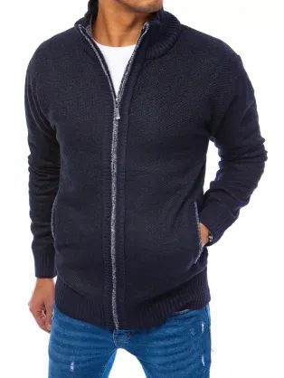 Granátový zateplený  sveter na zips