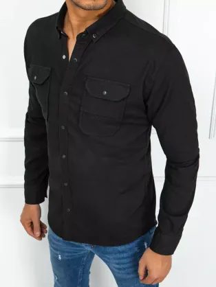 Trendová čierna košeľa s vreckami