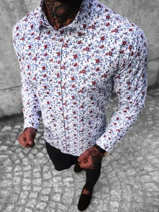 Farebná košeľa s decentným kvetinovým vzorom O/3822Z