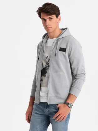 Moderná šedá mikina na zips V1 SSZP-0140