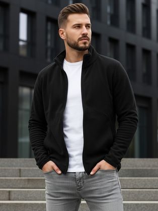 Čierna mikina na zips bez kapucne