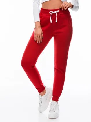 Dámske jednoduché tepláky v červenej farbe PLR070