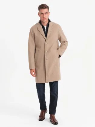 Béžový jednoradový kabát V7 COWC-0104