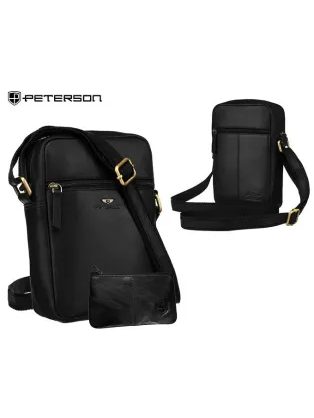 Módna pánska čierna kožená taška