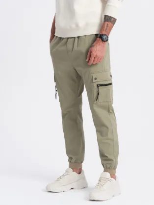 Trendové khaki joggery V1 PAJO-0125