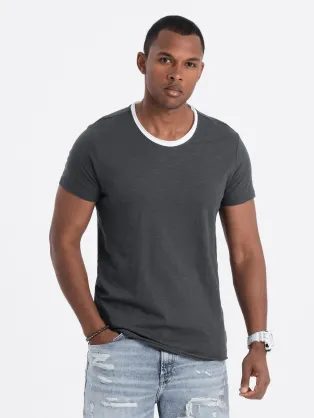 Trendy grafitové tričko bez potlače V7 TSCT-22SS-004