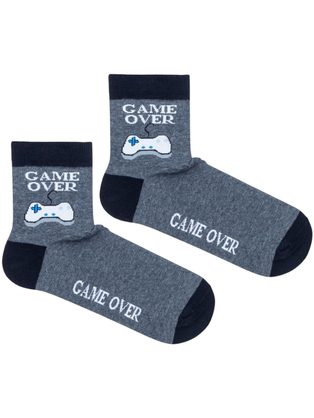 Medium šedé pánske ponožky Game over