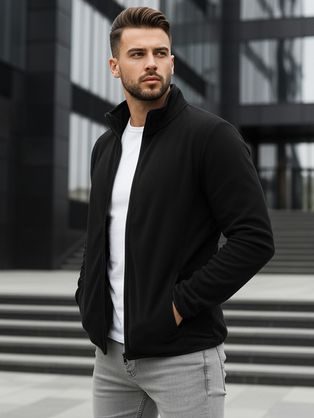 Čierna mikina na zips bez kapucne