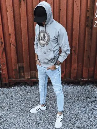 Jedinečná tyrkysová mikina s nápisom denim V2 SSPS-0158