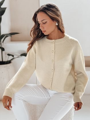 Krásny ecru dámsky sveter na gombíky Selina