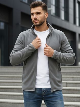 Svetlošedá mikina na zips bez kapucne