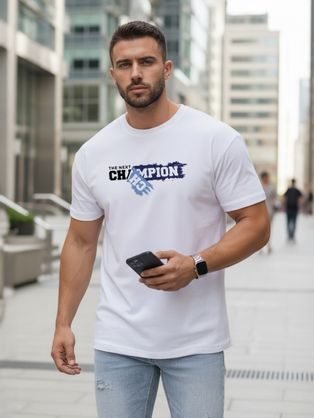 Biele pánske tričko s nápisom CHAMPION