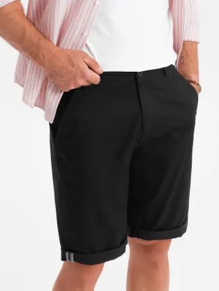 Pánske čierne chinos šortky s lemom V9 SRCS-0197
