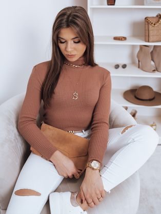 Krásny dámsky sveter v kávovej farbe Casie