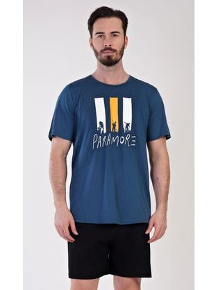 Tmavomodré krátke pánske pyžamo Oliver