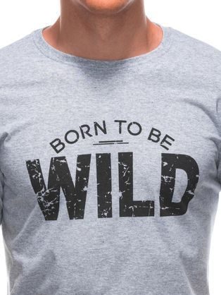 Pánske šedé tričko s nápisom Wild S1880