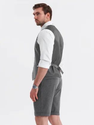Pánske béžové chinos šortky s lemom V11 SRCS-0197