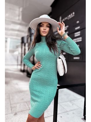 Svetrové elegantné zelené šaty Dreamy