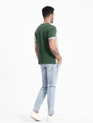 Tmavo modré tričko s motívom listov V5 TSFP-0180