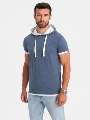 Modré tričko s kapucňou V12 TSCT-22SS-001