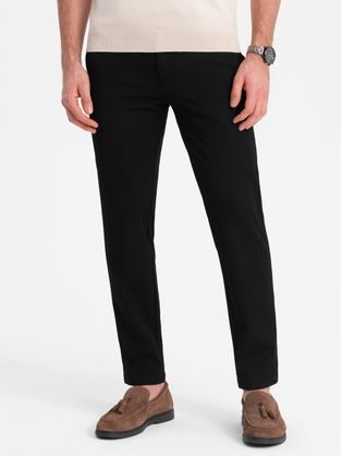 Elegantné čierne chinos nohavice klasického strihu V4 PACP-0191