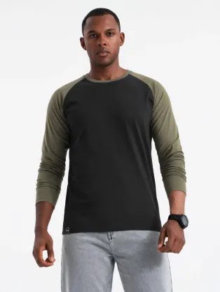 Trendy čierno-olivové pánske tričko V3 LSCL-0105