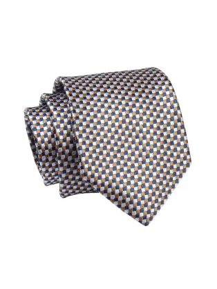 Vzorovaná modro-žltá pánska kravata