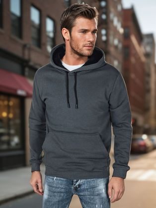 Basic pánska grafitová mikina s kapucňou