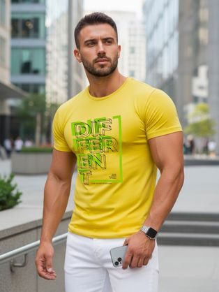 Žlté pánske tričko s nápisom DIFFERENT