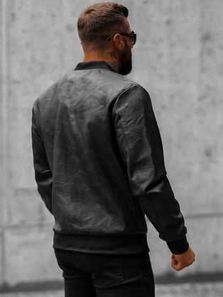 Štýlová koženková bunda v čiernej farbe O/3A63