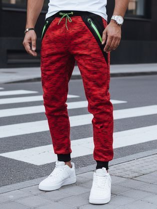 Trendové červené pánske teplákové nohavice