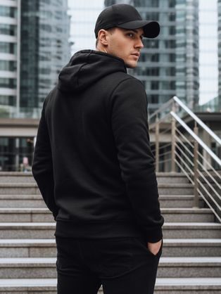 Štýlová čierna mikina s kapucňou