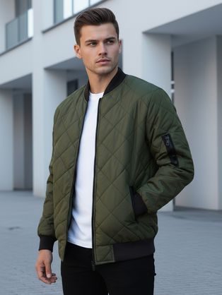 Senzačná prešívaná bomber bunda zelená