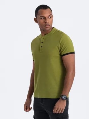 Pohodlná trendy olivová polokošeľa V6 TSCT-0156