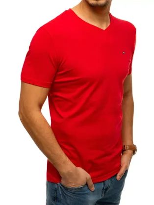 Pohodlné červené tričko s náprsným vreckom