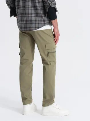 Trendové olivové pánske joggery V2 PACG-0204