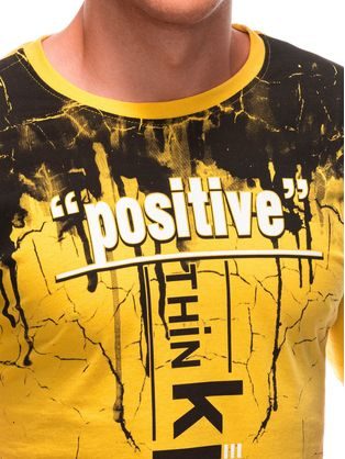 Originálne žlté tričko s nápisom POSITIVE S1918