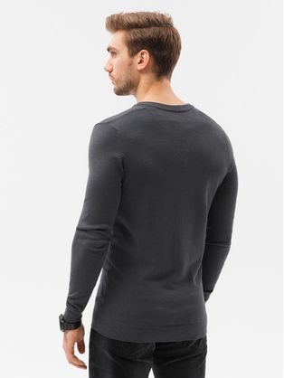 Tmavo-šedý sveter s véčkovým výstrihom E191