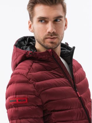 Trendy modrá bomber bunda s farebným pásom