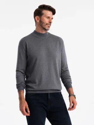 Trendy šedý melírovaný polorolák V3 SWTN-0100