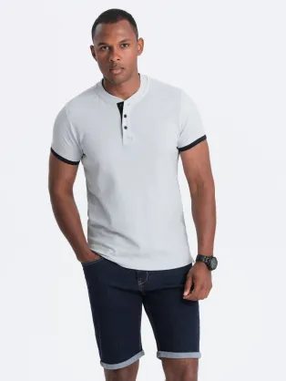 Pohodlná trendy šedá polokošeľa V10 TSCT-0156