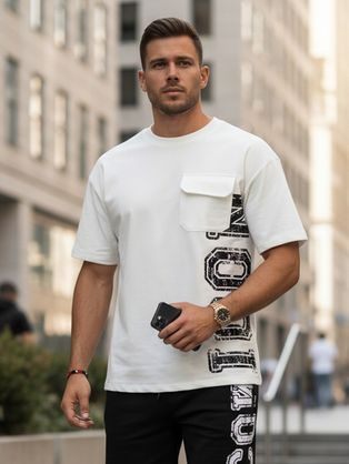 Trendy biele tričko s nápisom v 3D efekte V2 TSPT-0286