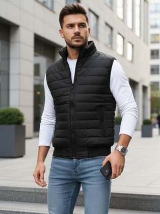 Čierna štýlová vesta bez kapucne