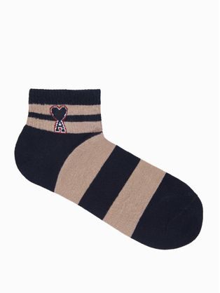 Dámske prúžkované ponožky v béžovej farbe ULR106