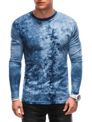 Batikované modré tričko s dlhým rukávom L165